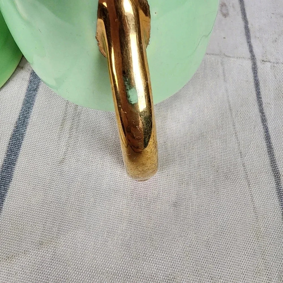 Vintage 1940s Biltons Open  Sugar and Creamer Set England Pistachio Green Gold - Picture 15 of 16